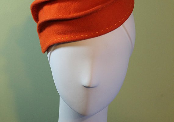 Orange Wool Sculptural Woman’s Hat